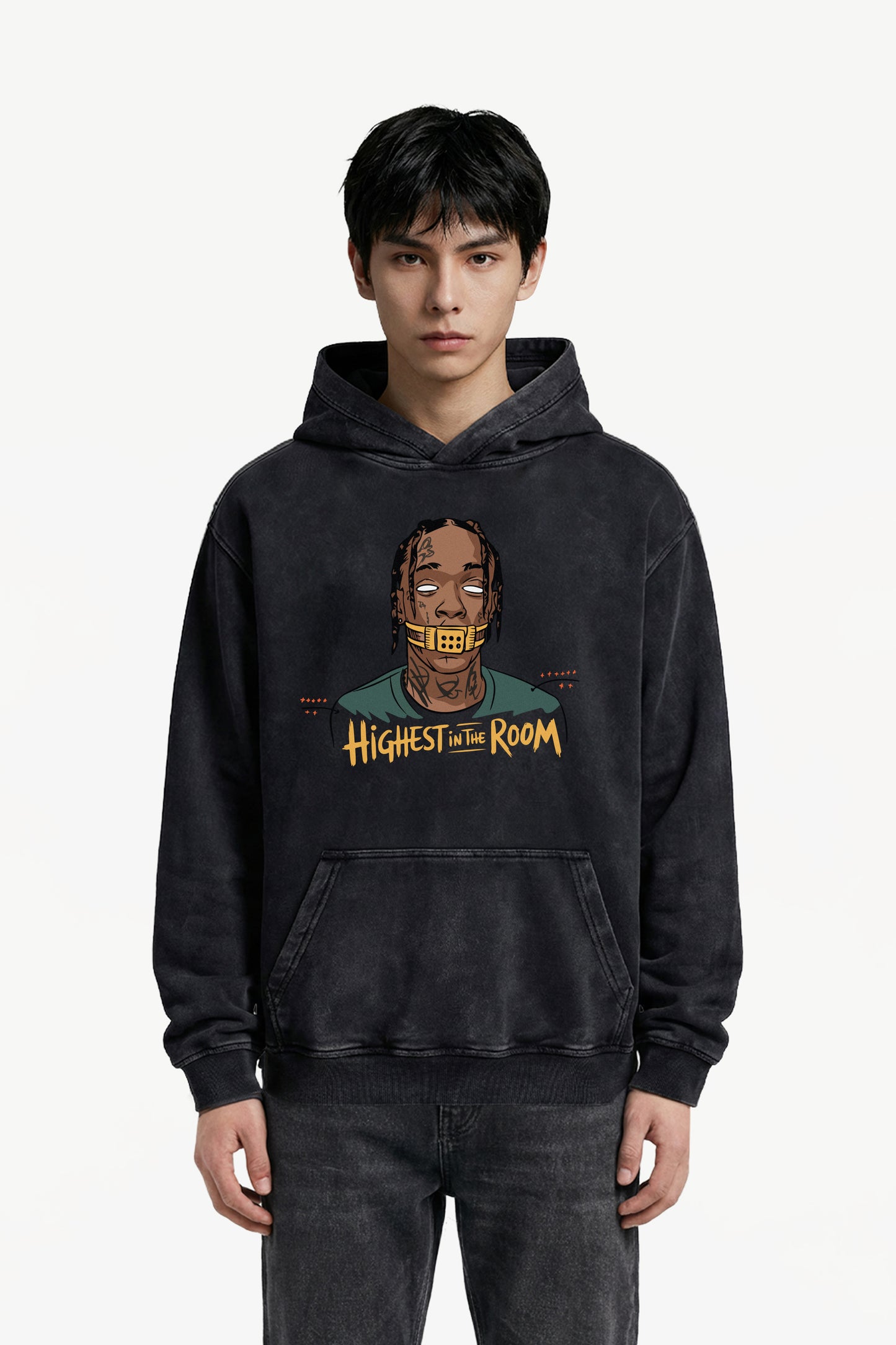 Highest In The Room – Vintage Acid-Wash Heavyweight Oversized Hoodie