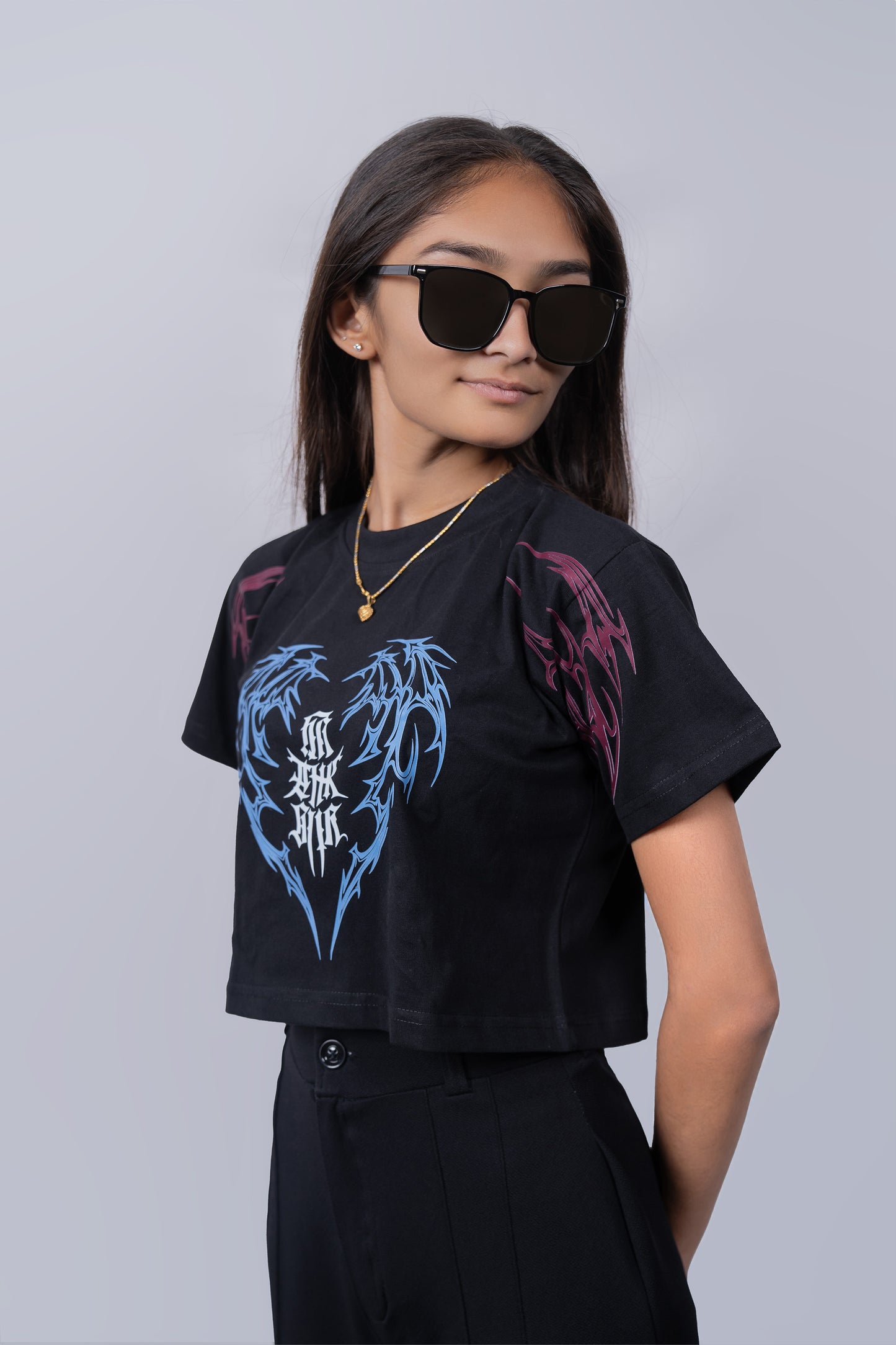 Gothic Tribal Wing Crop Top