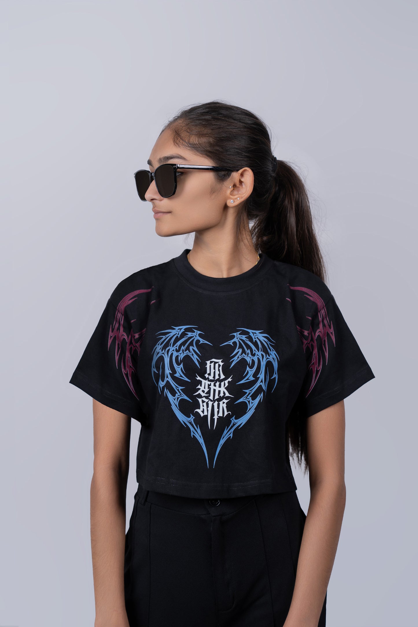 Gothic Tribal Wing Crop Top
