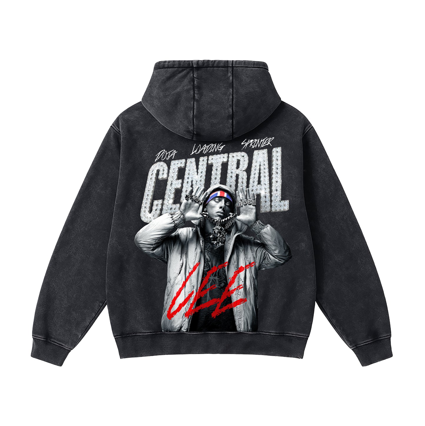 Iced Out Central Cee - Vintage Acid-Wash Heavyweight Oversized Hoodie
