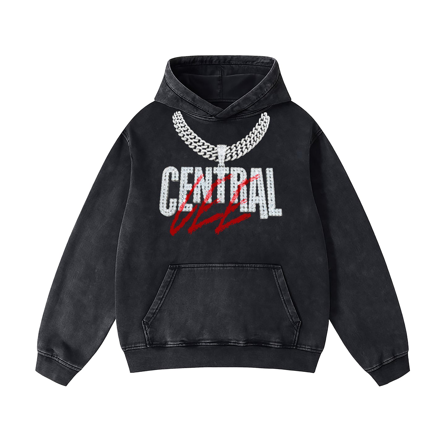 Iced Out Central Cee - Vintage Acid-Wash Heavyweight Oversized Hoodie