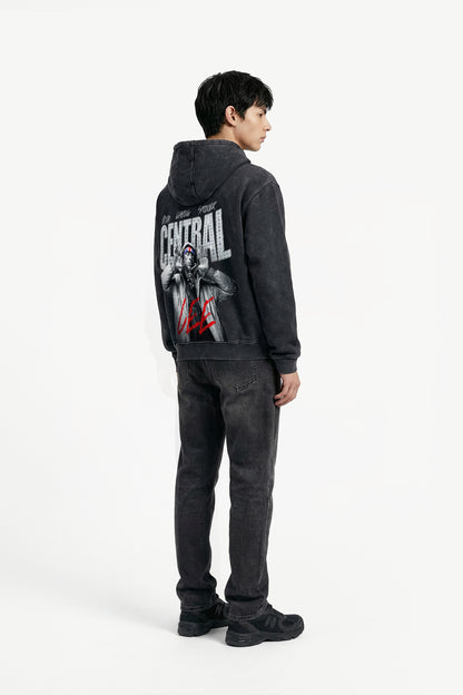Iced Out Central Cee - Vintage Acid-Wash Heavyweight Oversized Hoodie