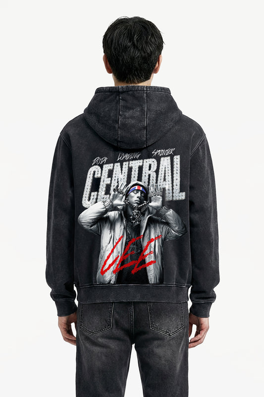 Iced Out Central Cee - Vintage Acid-Wash Heavyweight Oversized Hoodie