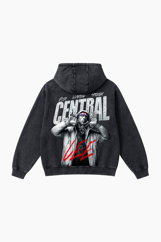 Iced Out Central Cee - Vintage Acid-Wash Heavyweight Oversized Hoodie