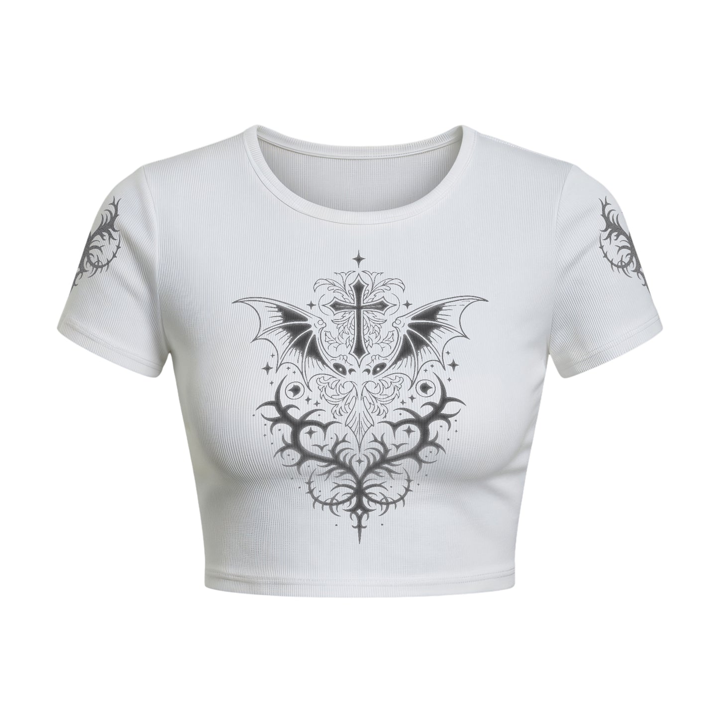 Gothic Cross Bat Wings Baby Tee