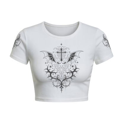 Gothic Cross Bat Wings Baby Tee