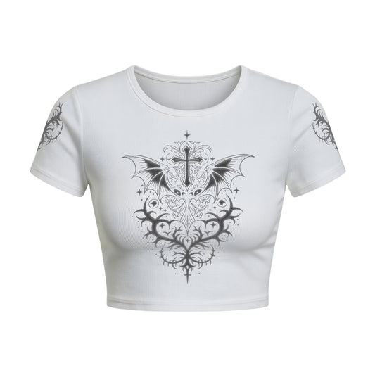 Gothic Cross Bat Wings Baby Tee