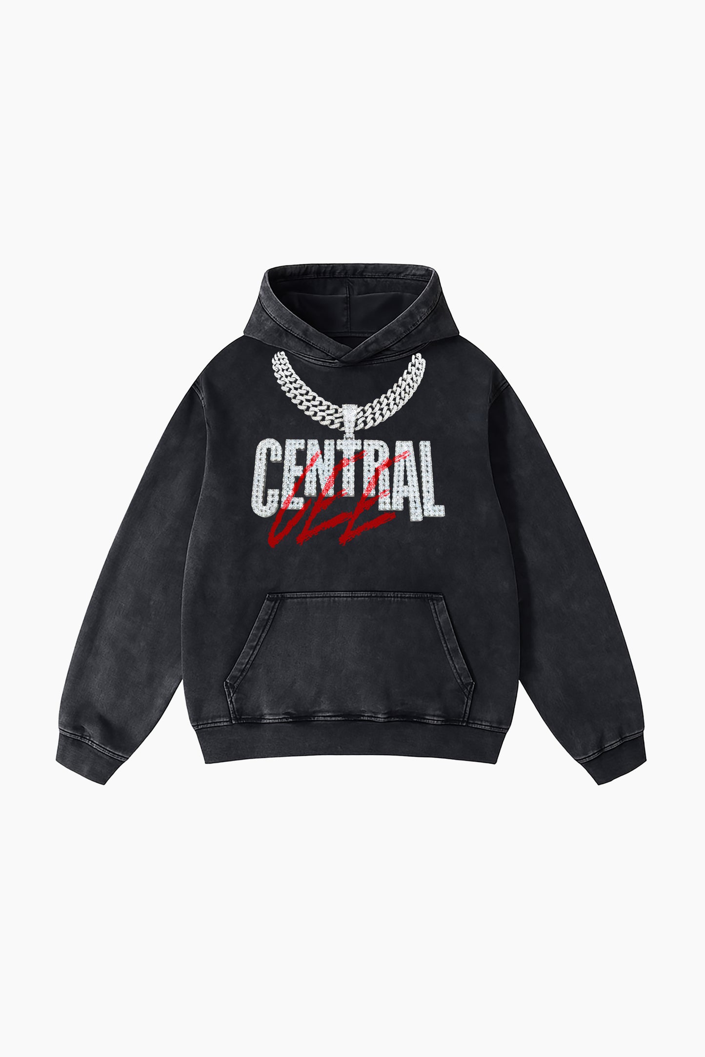 Iced Out Central Cee - Vintage Acid-Wash Heavyweight Oversized Hoodie