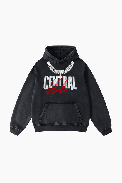 Iced Out Central Cee - Vintage Acid-Wash Heavyweight Oversized Hoodie